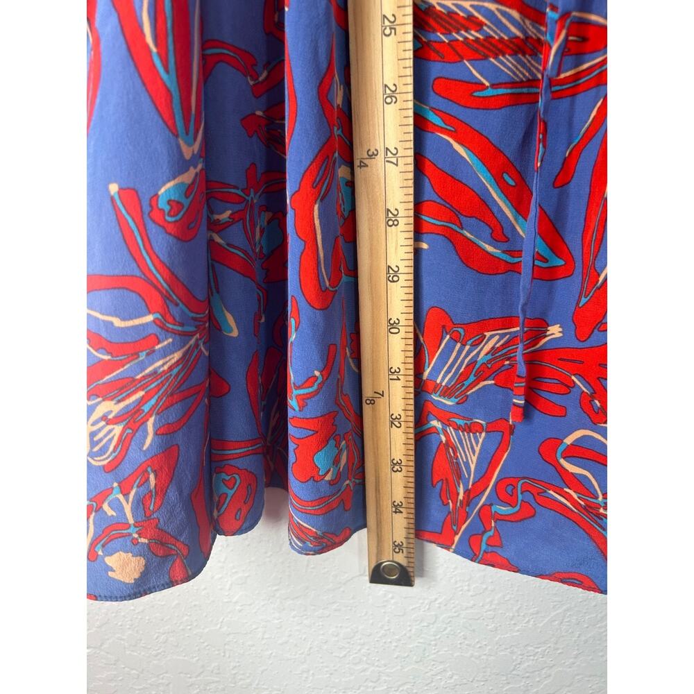 DVF Diane von Furstenberg Elsden Silk Mini Dress Size 8 Abstract Blue Red Floral - Picture 11 of 12